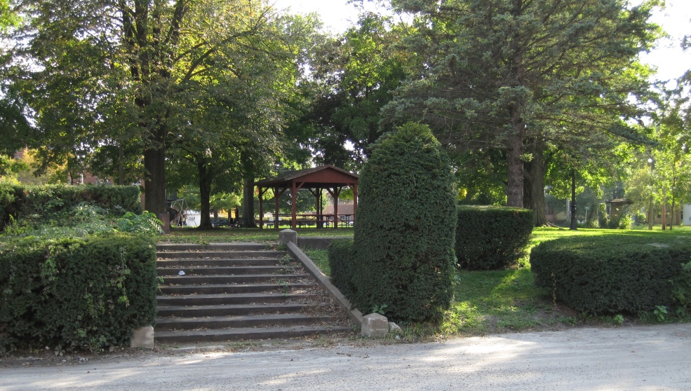 The view of the park from the train station.