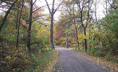 The Chautauqua Park back side driveway which was the original roadbed of the C B & Q railroad.