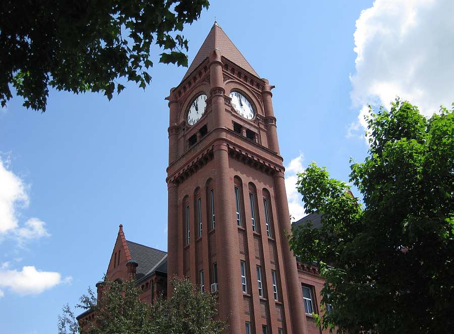 The clock tower, Jefferson County Courthouse.